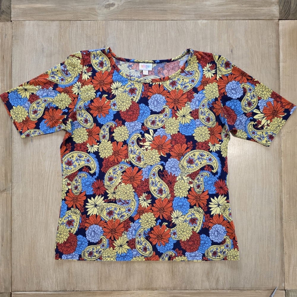 LuLaRoe Irma Tunic Top Floral Paisley Multicolor Short Sleeve Women’s 3XL
